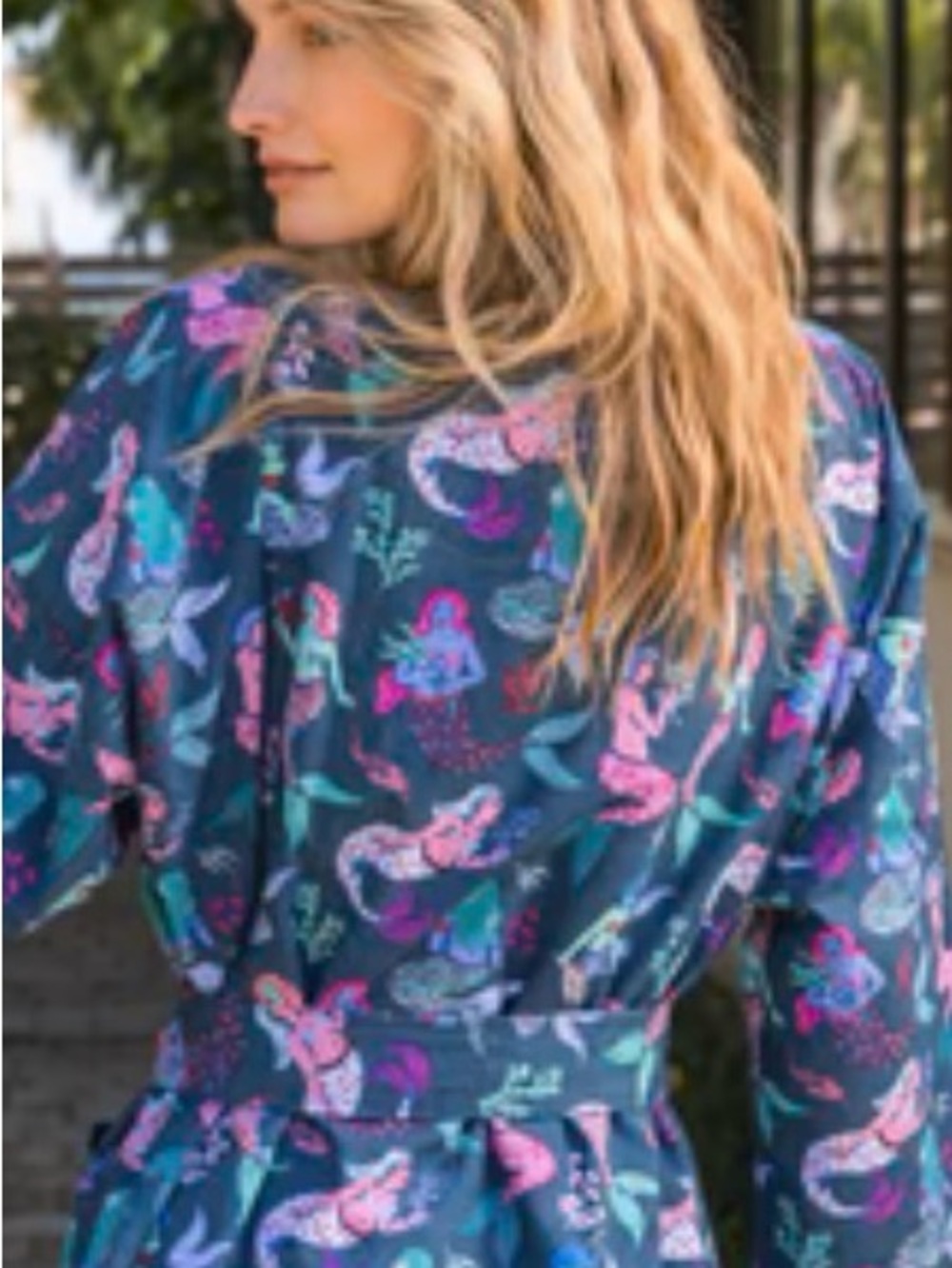 Printfresh Mythical Mermaids Print Long Robe NWT L/XL - Picture 2 of 2
